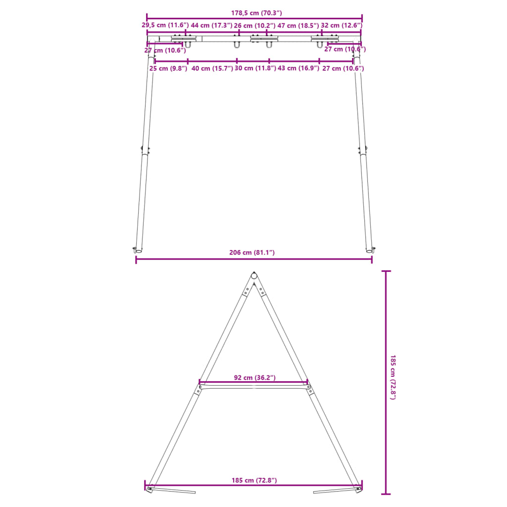 Children Swing Frame for Outdoor W 206 x H 185 cm