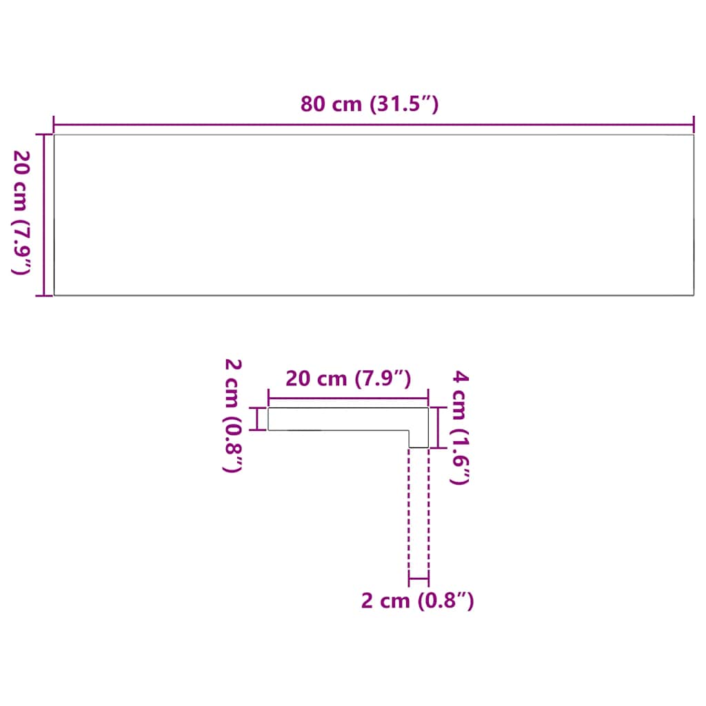 Window Sills 2 pcs Untreated 80x20x2 cm Solid Wood Oak