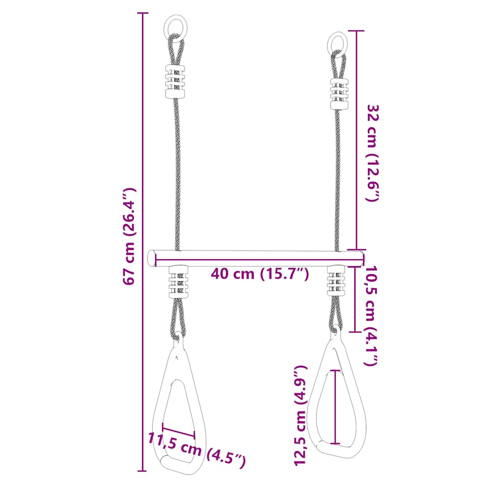 Trapeze Bar with Gym Rings for Kids Blue and Dark Green Steel