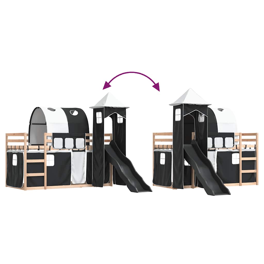 Bunk Bed without Mattress with Slide White and Black 80x200 cm