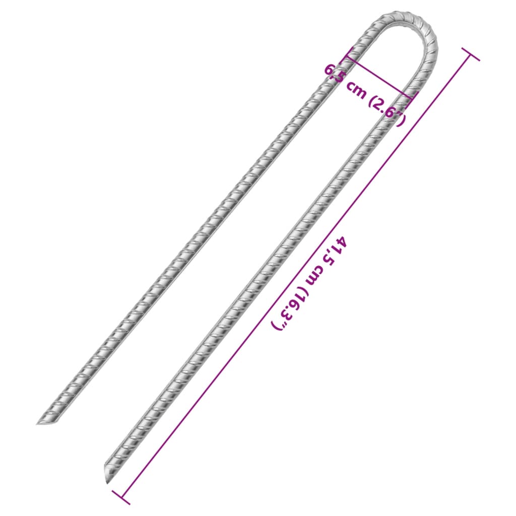 Tent Pegs 6 pcs U-shaped 41.5 cm Ø13 mm Galvanised Steel