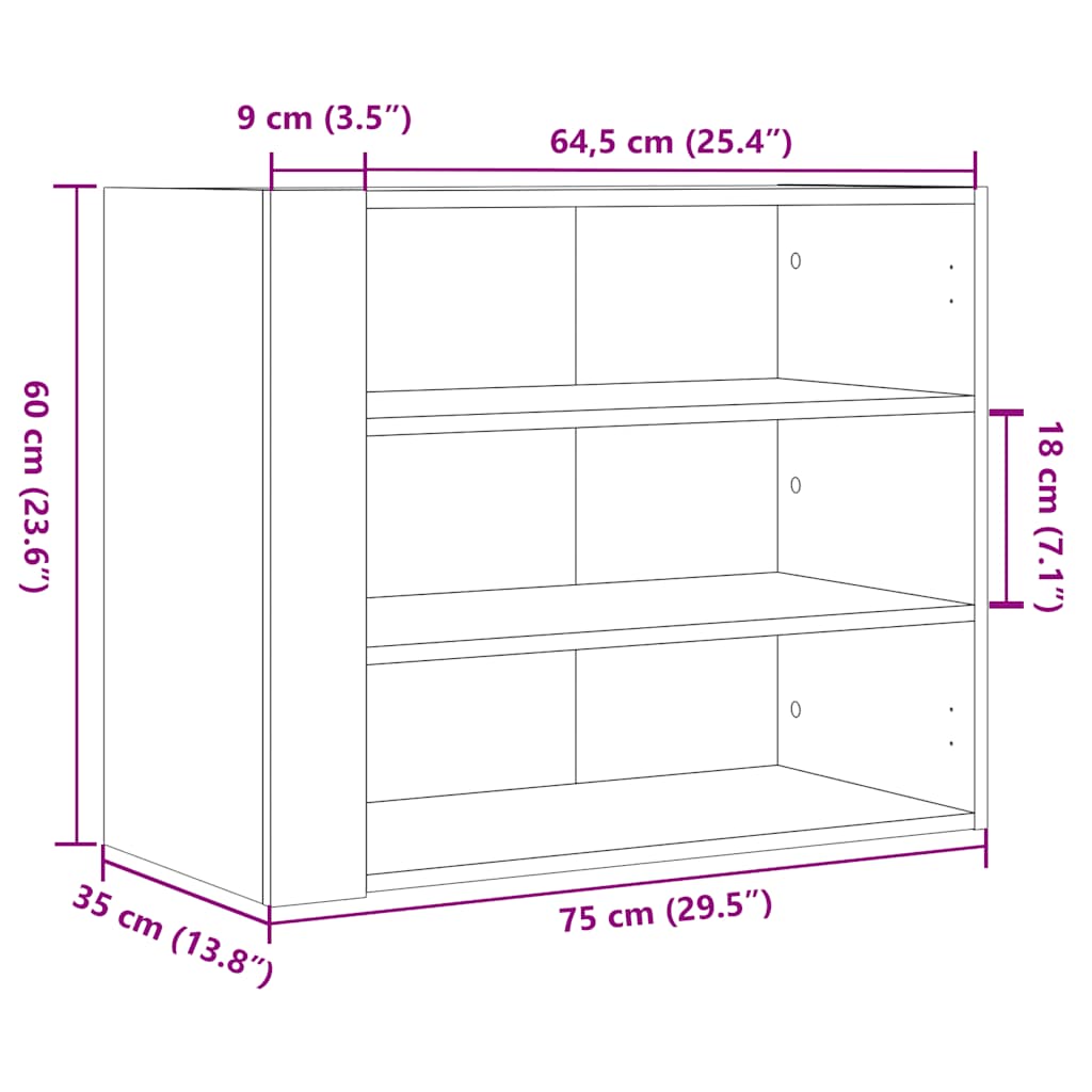 Wall Cabinet Black 75x35x60 cm Engineered Wood