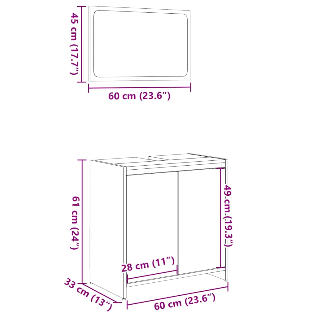 2 Piece Bathroom Furniture Set Sonoma Oak Engineered Wood