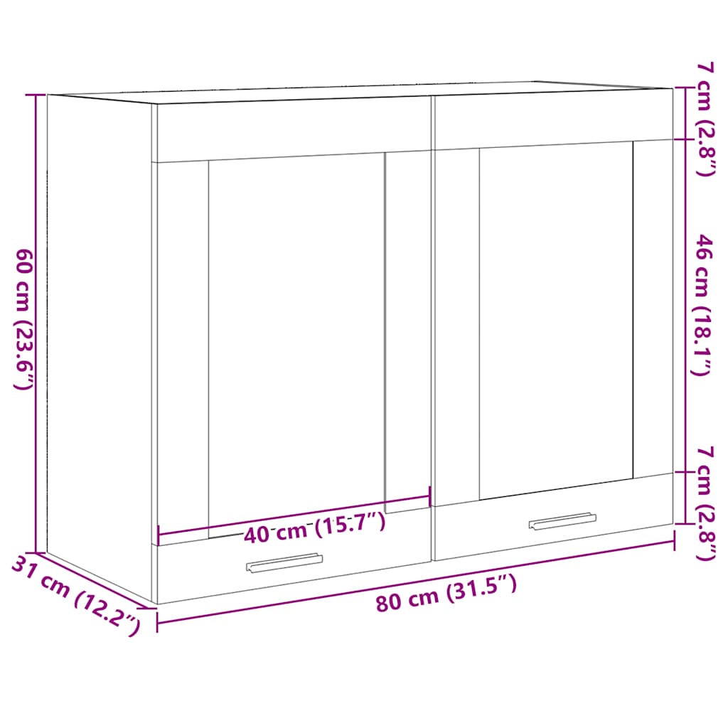Hanging Glass Cabinet "Lyon" Sonoma Oak 80x31x60 cm