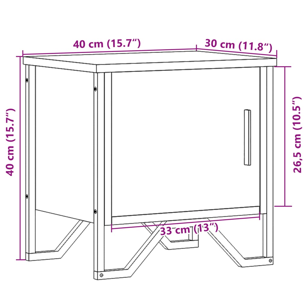 Bedside Cabinet Grey Sonoma 40x30x40 cm Engineered Wood