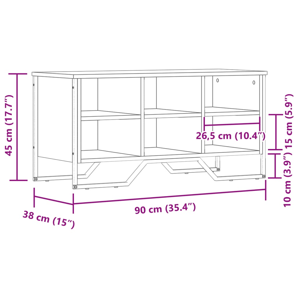 Shoe Cabinet Grey Sonoma 90x38x45,5 cm Engineered Wood