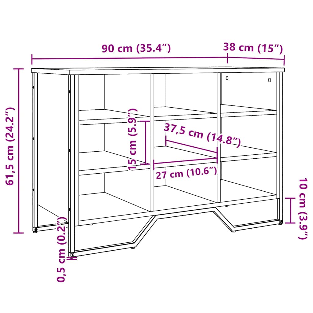 Shoe Cabinet Grey Sonoma 90x38x61,5 cm Engineered Wood