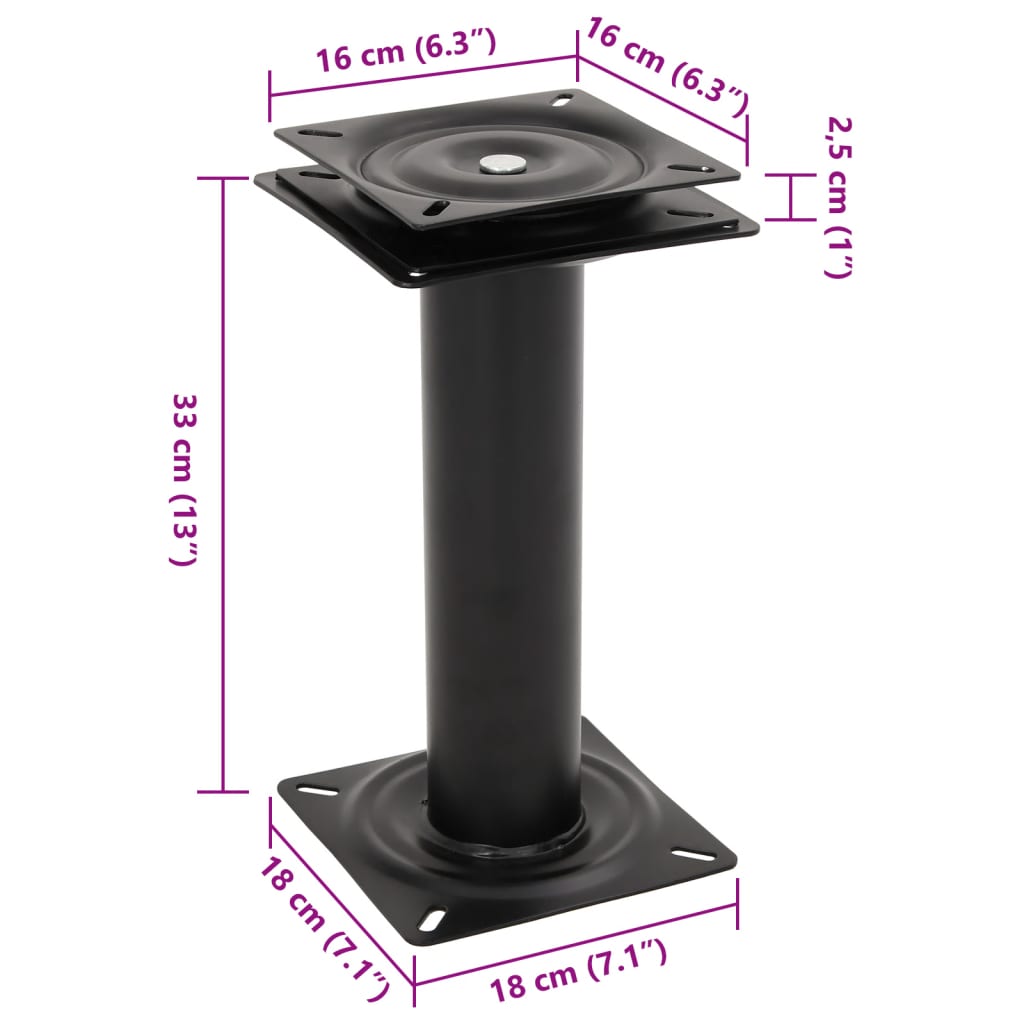 Boat Seat Pedestal with 360° Seat Swivel Steel