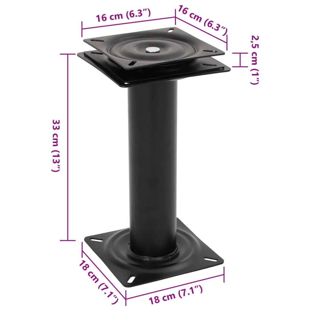 2 pcs Boat Seat Pedestals with 360° Seat Swivel Steel