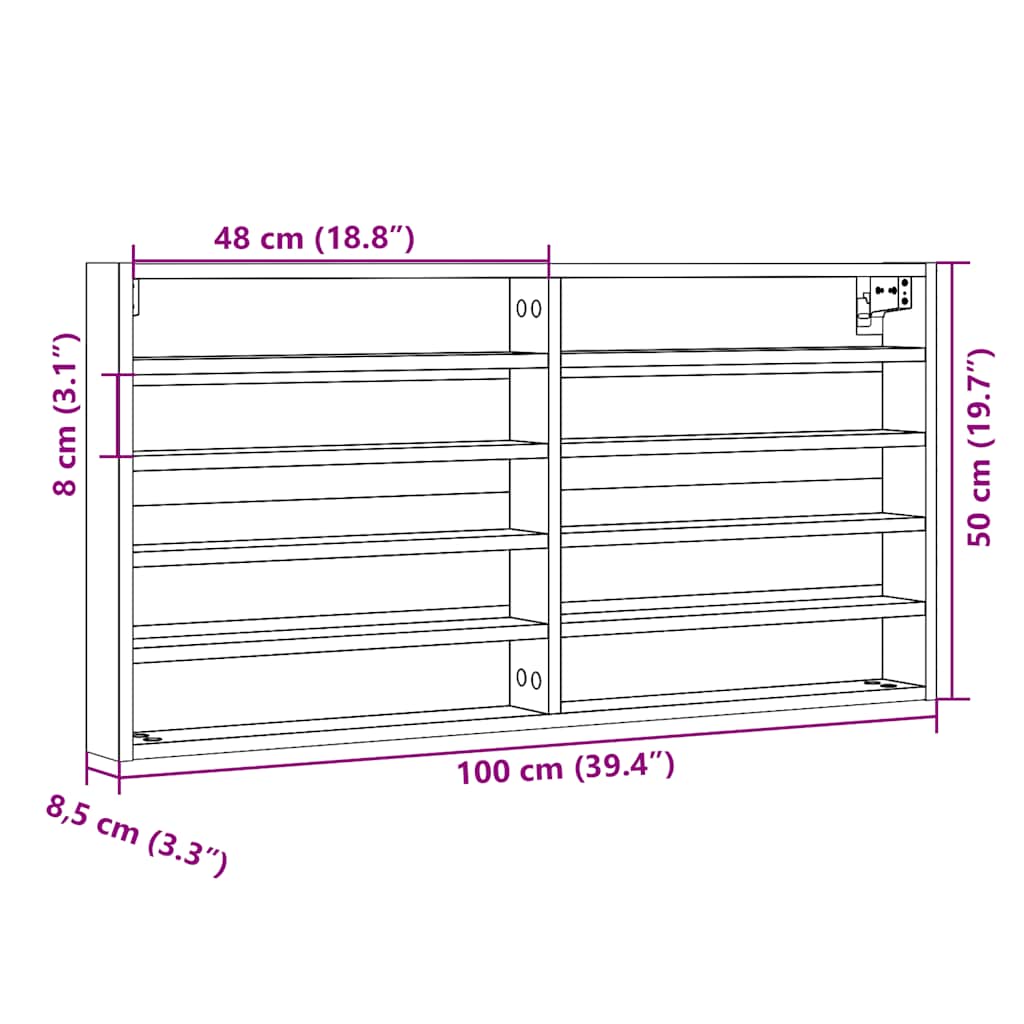Vitrine Cabinet Sonoma Oak 100x8,5x50 cm Engineered Wood