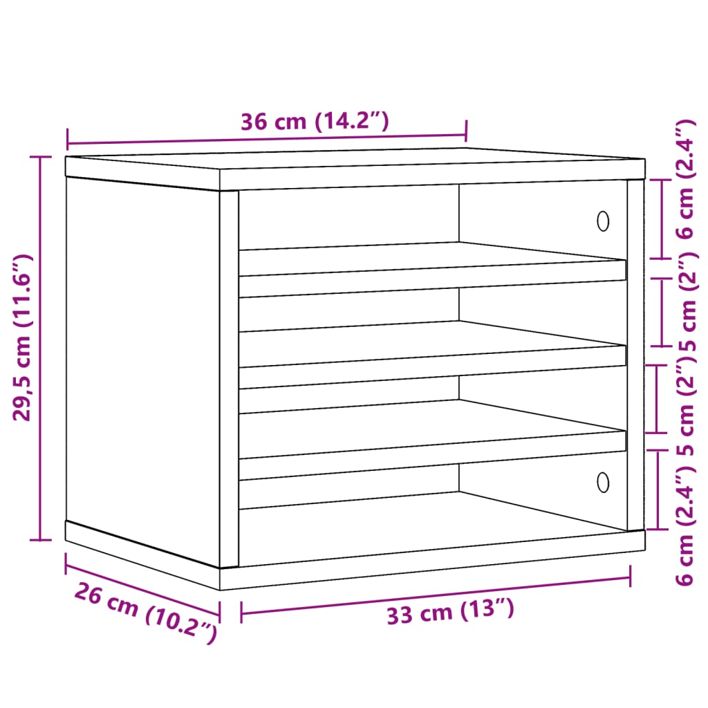 Desk Organiser Concrete Grey 36x26x29,5 cm Engineered Wood