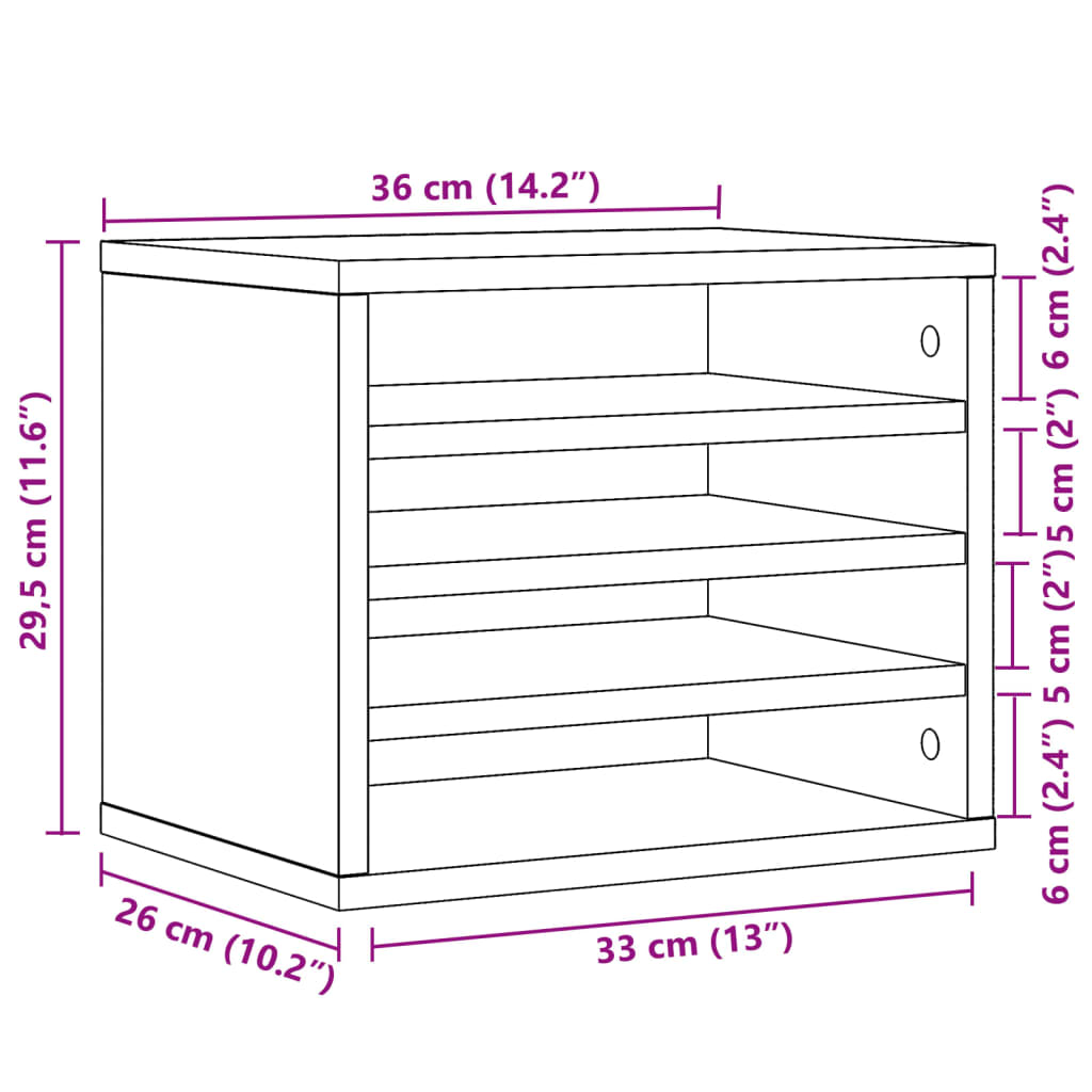 Desk Organiser Smoked Oak 36x26x29,5 cm Engineered wood