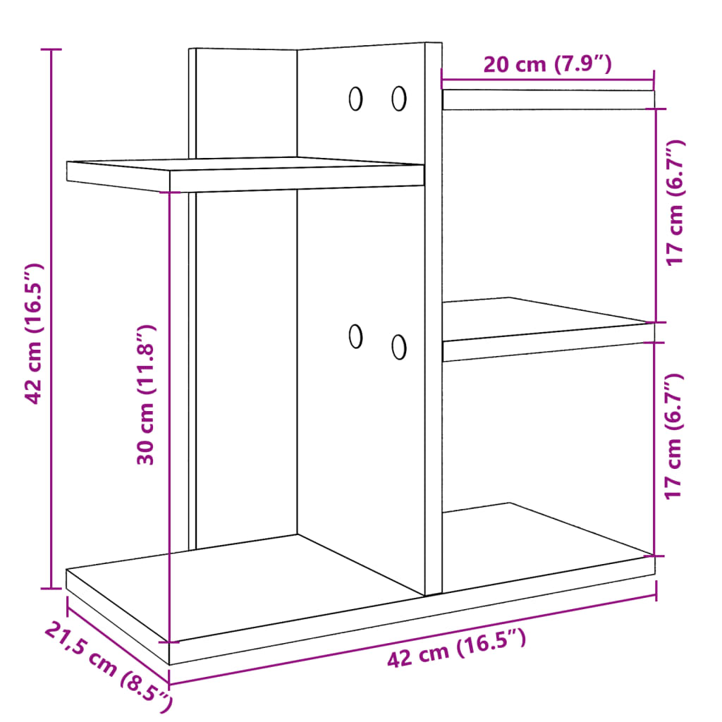 Desk Organiser Black 42x21,5x42 cm Engineered wood