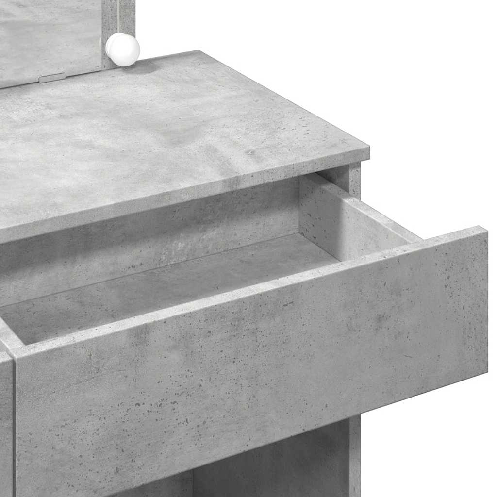 Dressing Table with LED Concrete Grey 100x40x120 cm