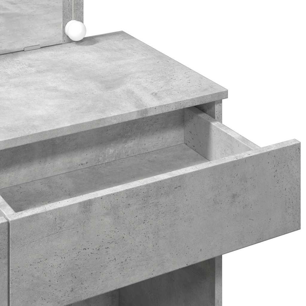 Dressing Table with LED Concrete Grey 100x40x120 cm
