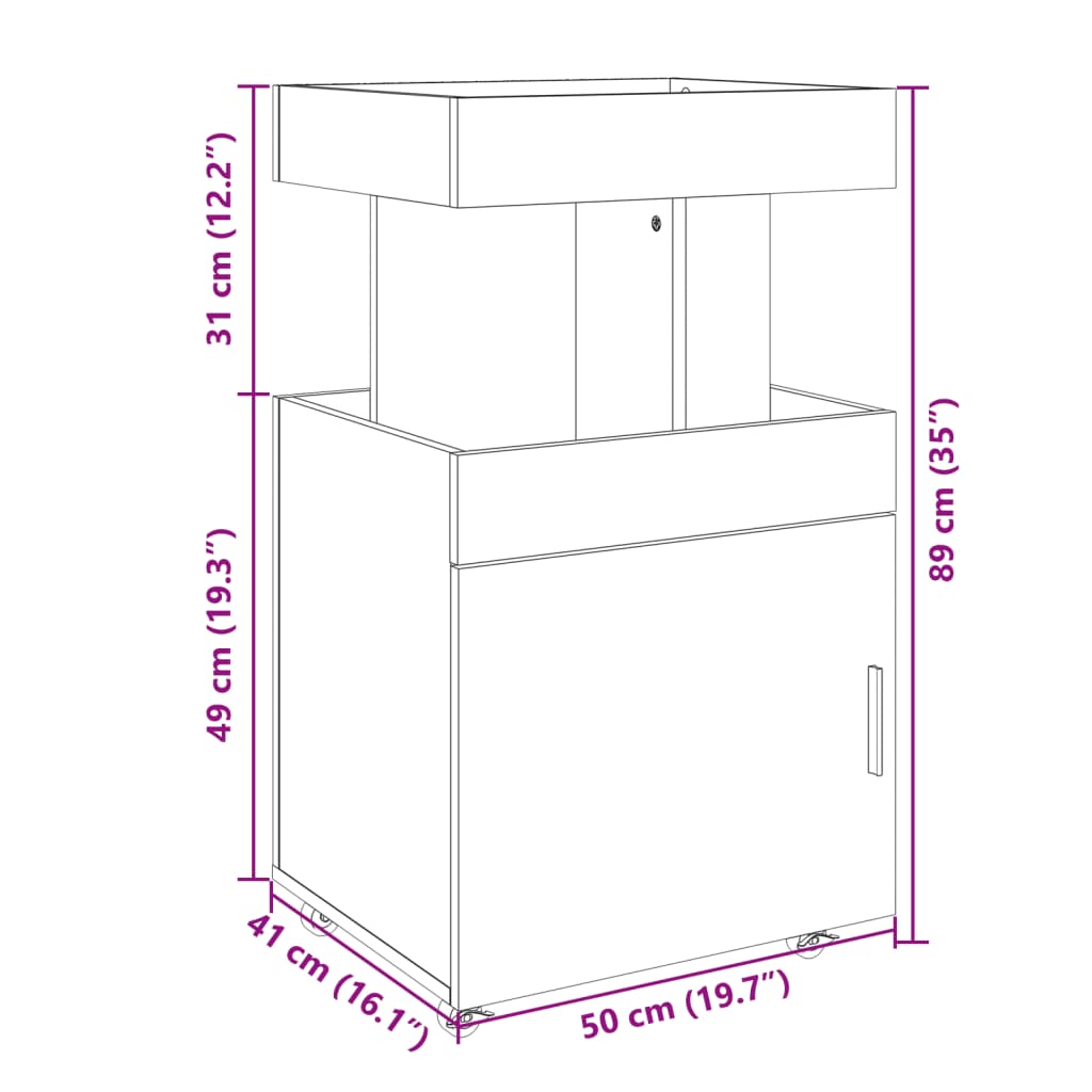 Bar Cart Grey Sonoma 50x41x89 cm Engineered Wood