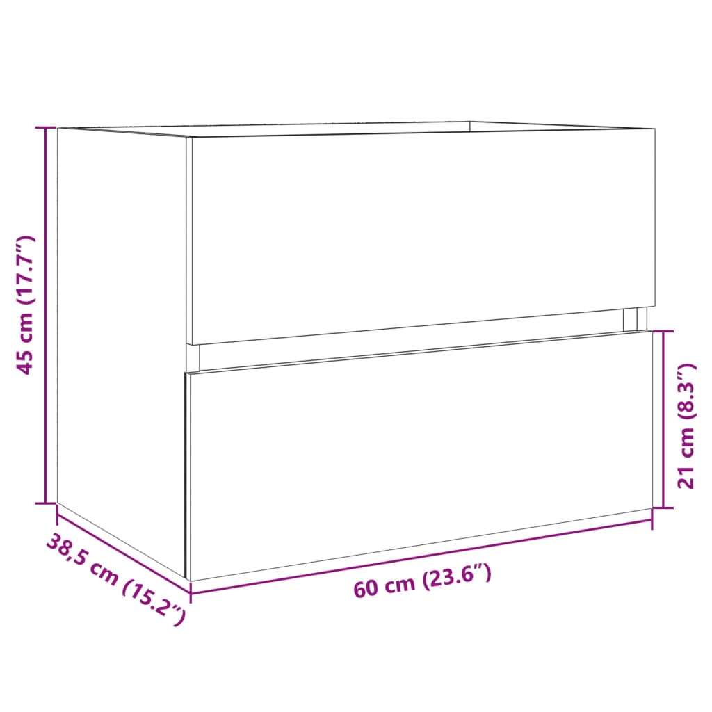 Sink Cabinet Sonoma Oak 60x38,5x45 cm Engineered Wood