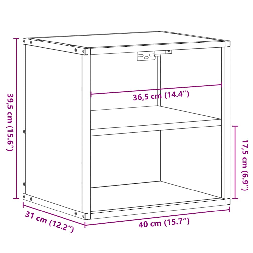Wall-mounted Bedside Cabinet Smoked Oak 40x31x39,5 cm