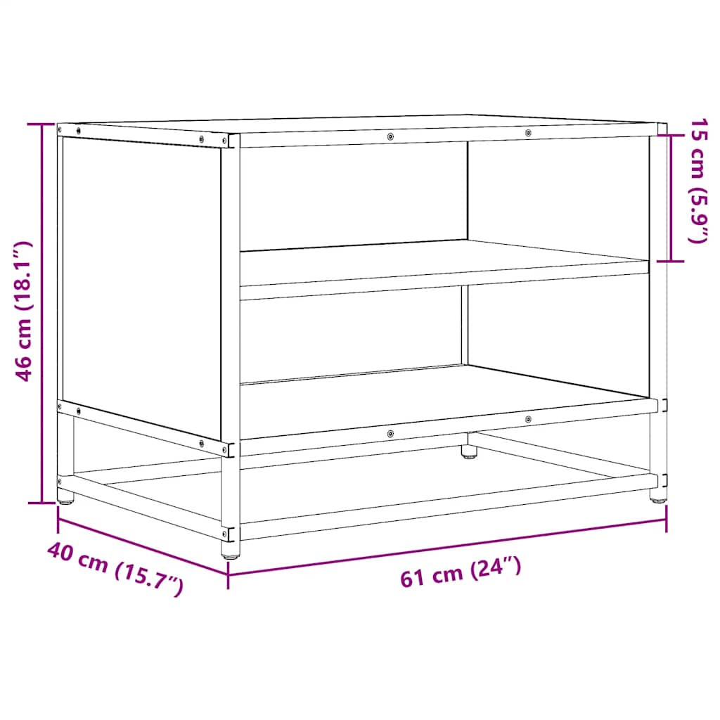 TV Cabinet Black 61x40x46 cm Engineered Wood and Metal