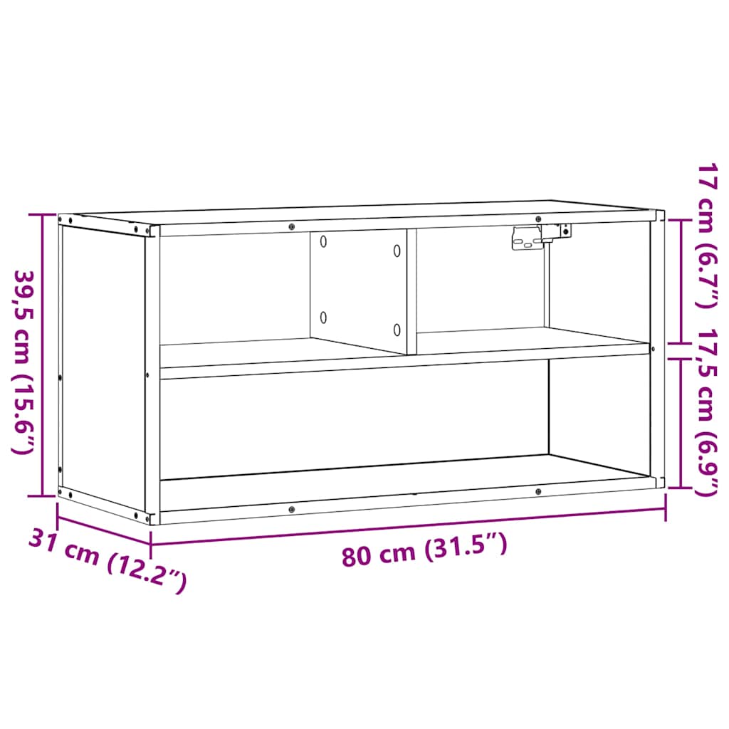 TV Cabinet Sonoma Oak 80x31x39,5 cm Engineered Wood and Metal