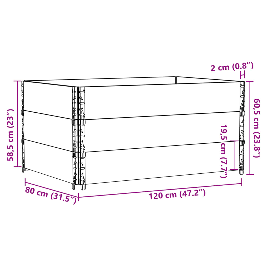 Pallet Collars 3 pcs 120x80 cm Solid Wood Pine