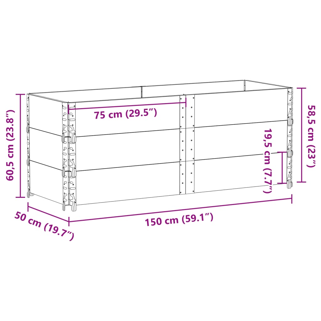 Pallet Collars 3 pcs Brown 150x50 cm Solid Wood Pine