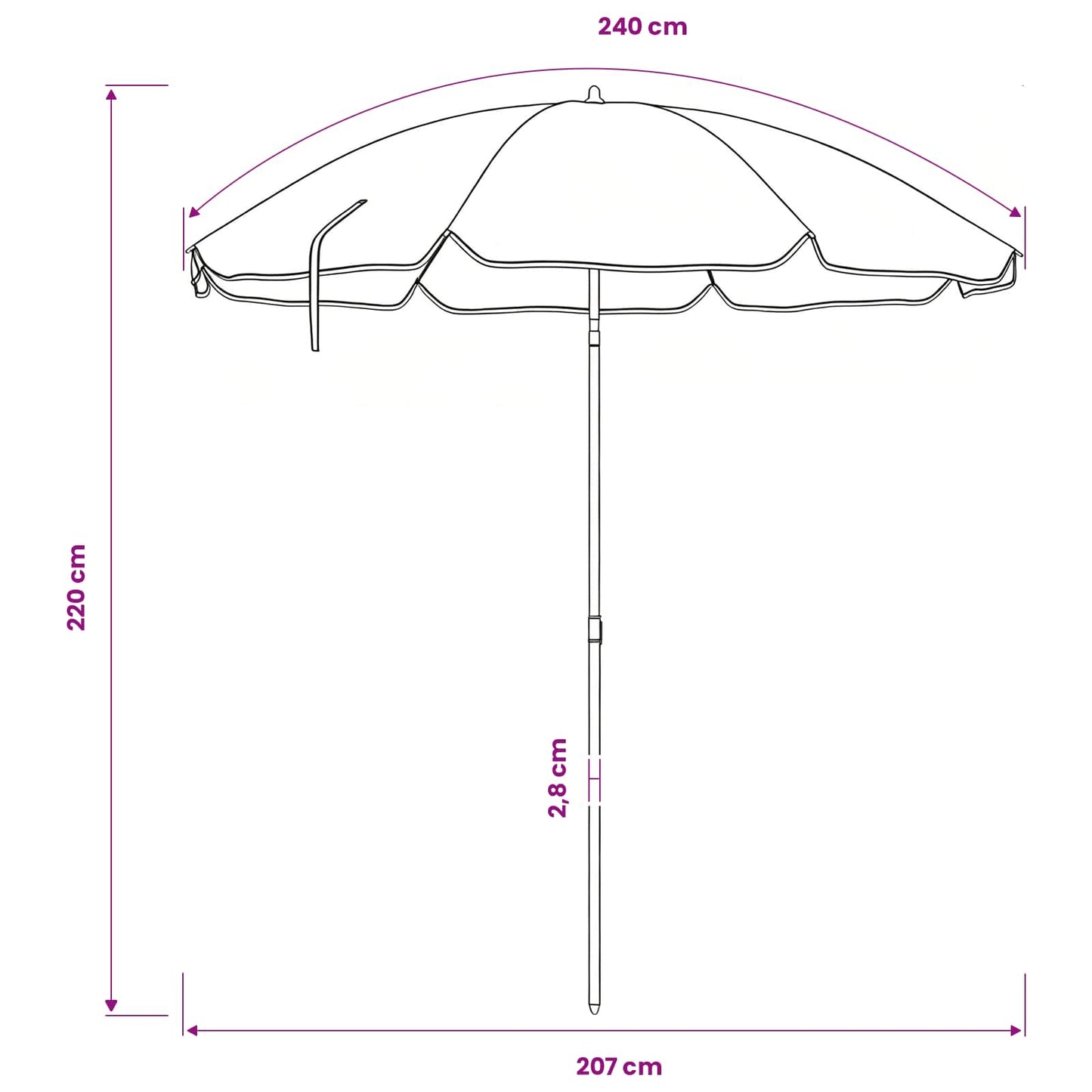 Garden Parasol 206 x 206 x 212 cm 170T Polyester Camouflage
