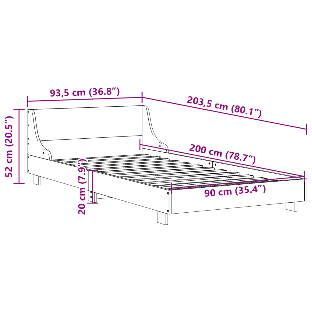 Bed Frame without Mattress Wax Brown 90x200 cm Solid Wood Pine