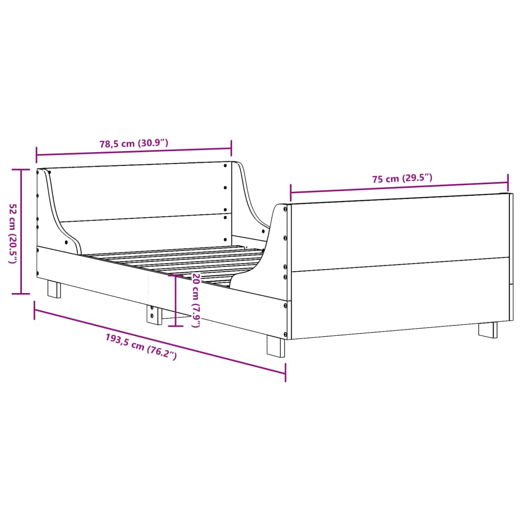Bed Frame without Mattress 75x190 cm Small Single Solid Wood Pine
