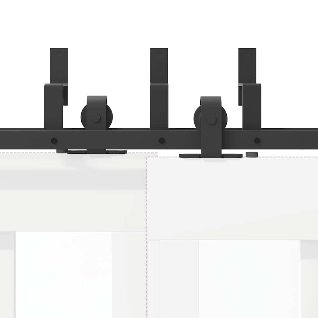 Sliding Door Hardware Kit 183 cm Steel Black