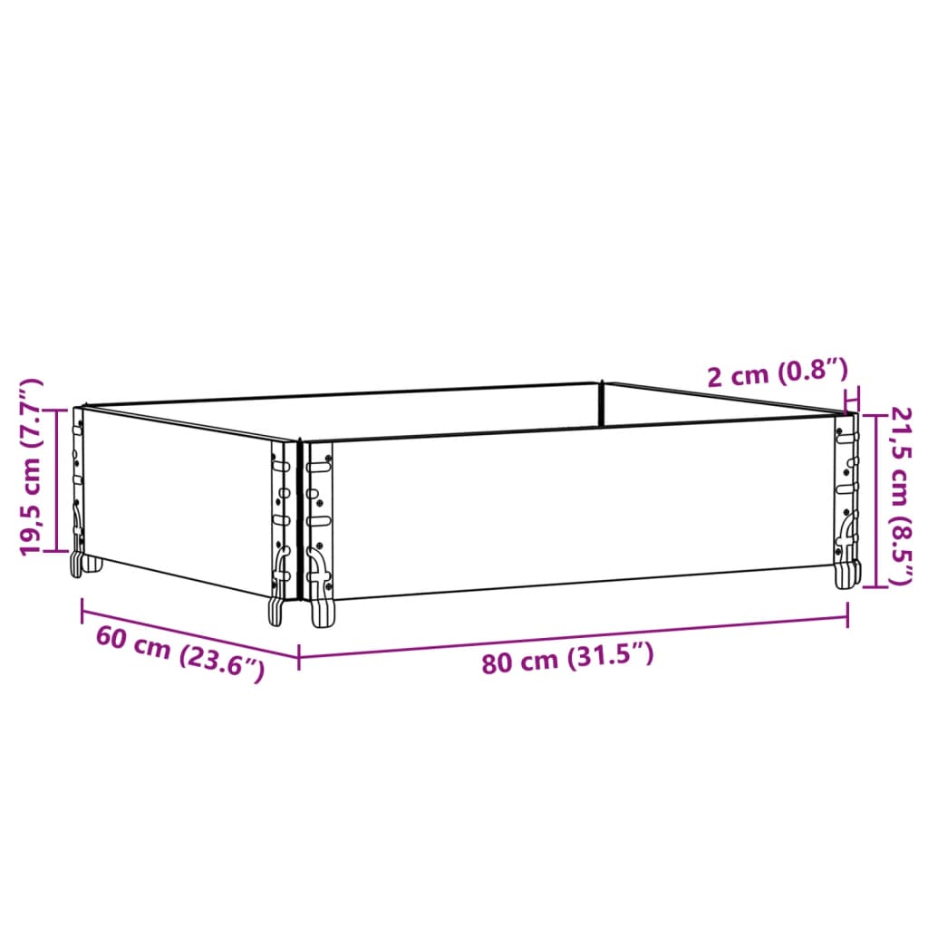 Pallet Collar Grey 80x60 cm Solid Wood Pine
