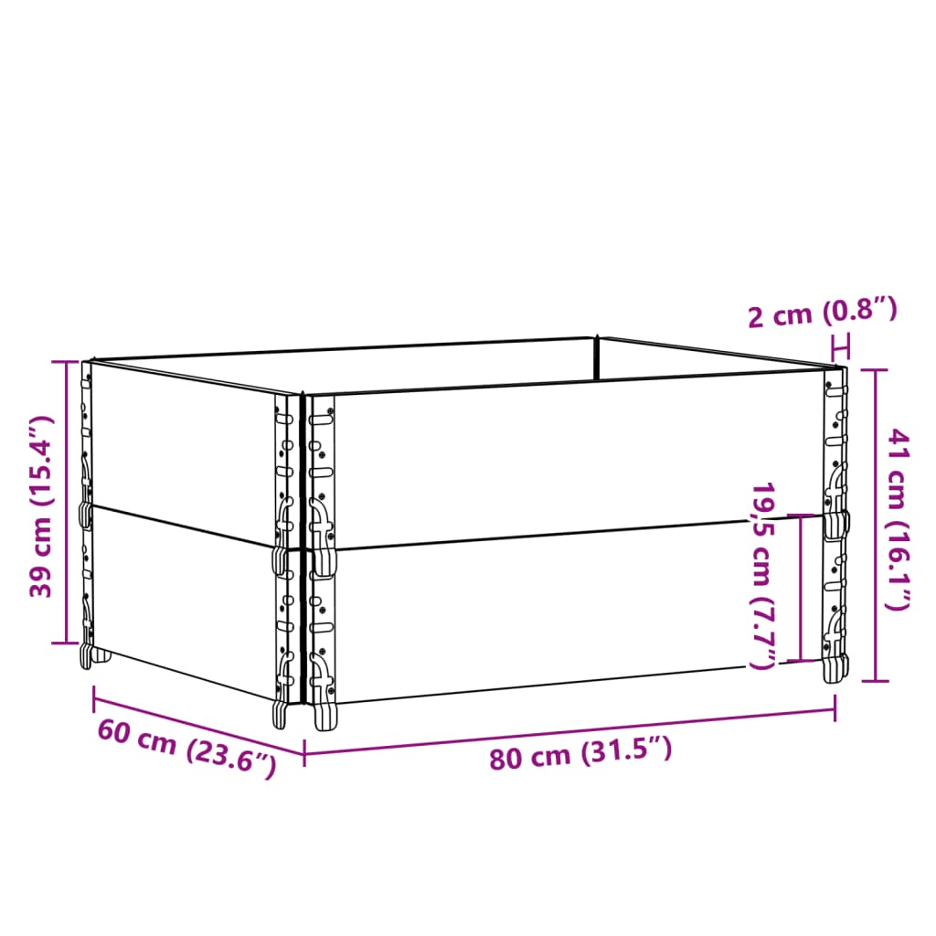 Pallet Collars 2 pcs Brown 80x60 cm Solid Wood Pine