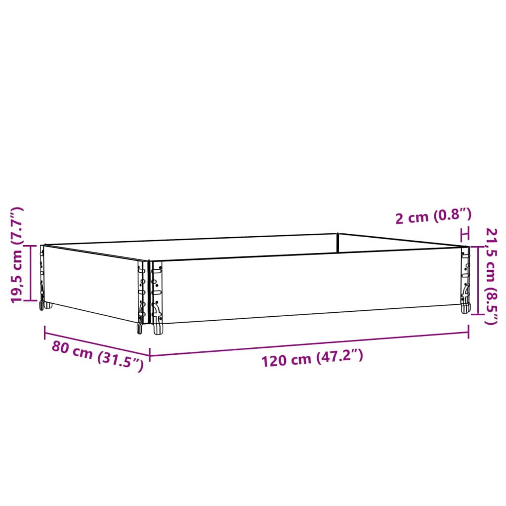 Pallet Collar Black 120x80 cm Solid Wood Pine