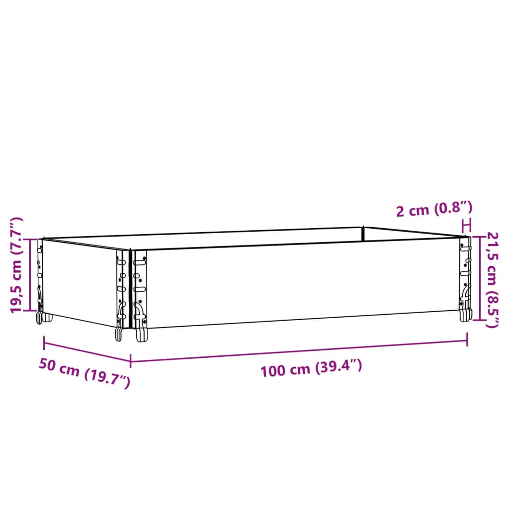 Pallet Collar Grey 100x50 cm Solid Wood Pine