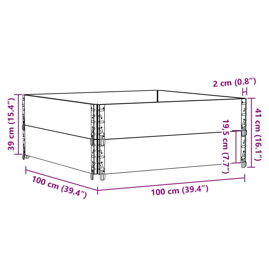 Pallet Collars 2 pcs 100x100 cm Solid Wood Pine