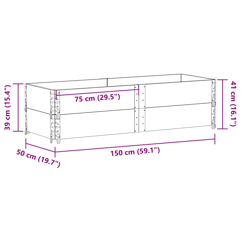 Pallet Collars 2 pcs Brown 150x50 cm Solid Wood Pine