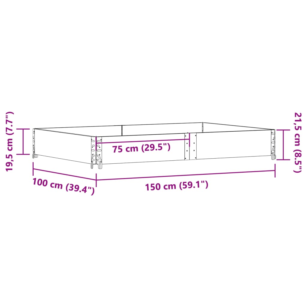 Pallet Collar Grey 150x100 cm Solid Wood Pine