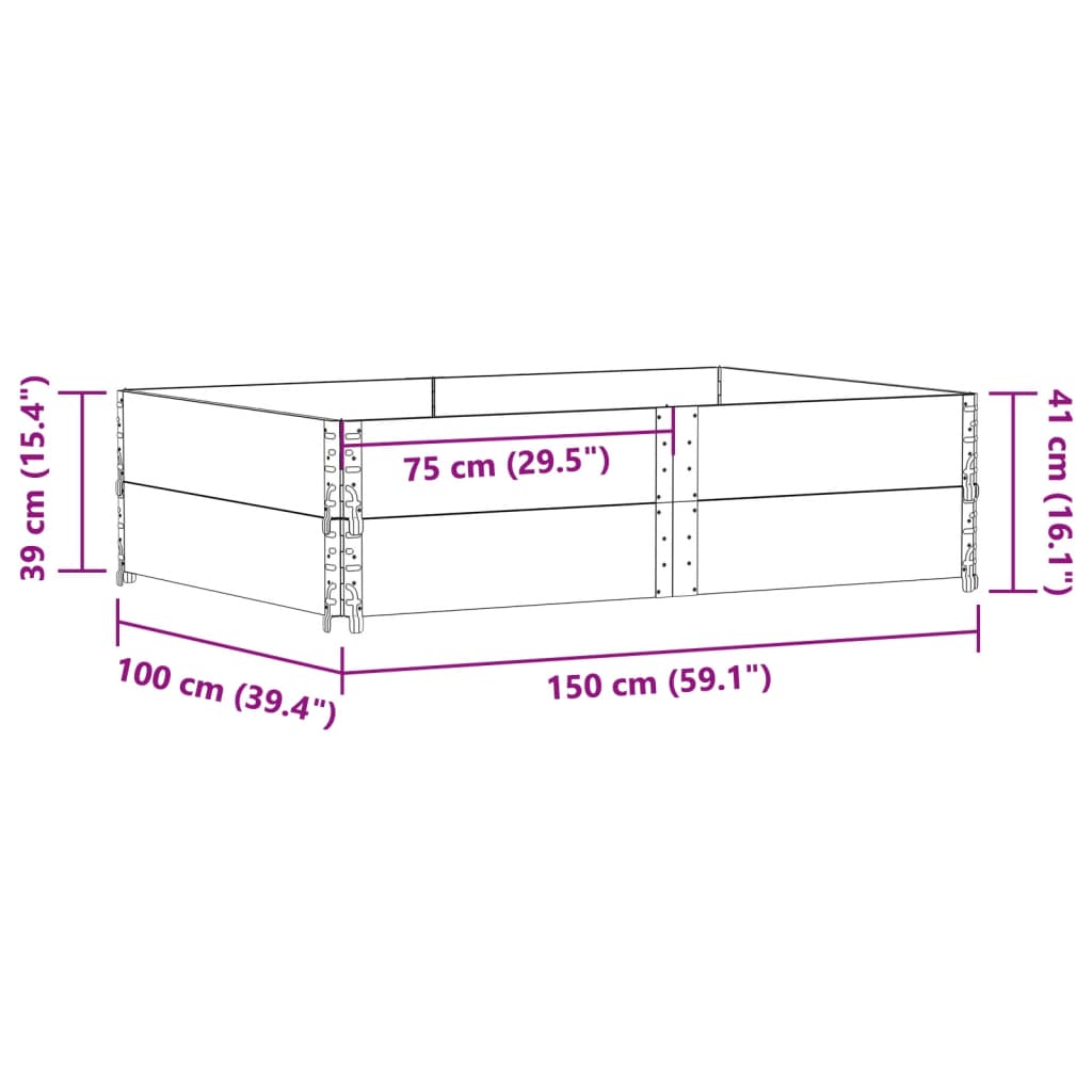 Pallet Collars 2 pcs Brown 150x100 cm Solid Wood Pine