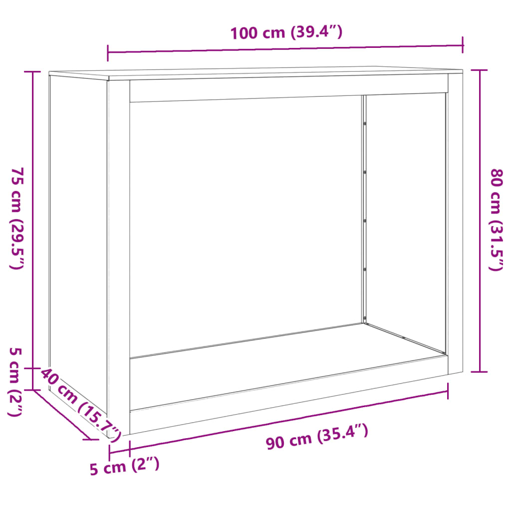 Firewood Rack Black 100x40x80 cm Steel