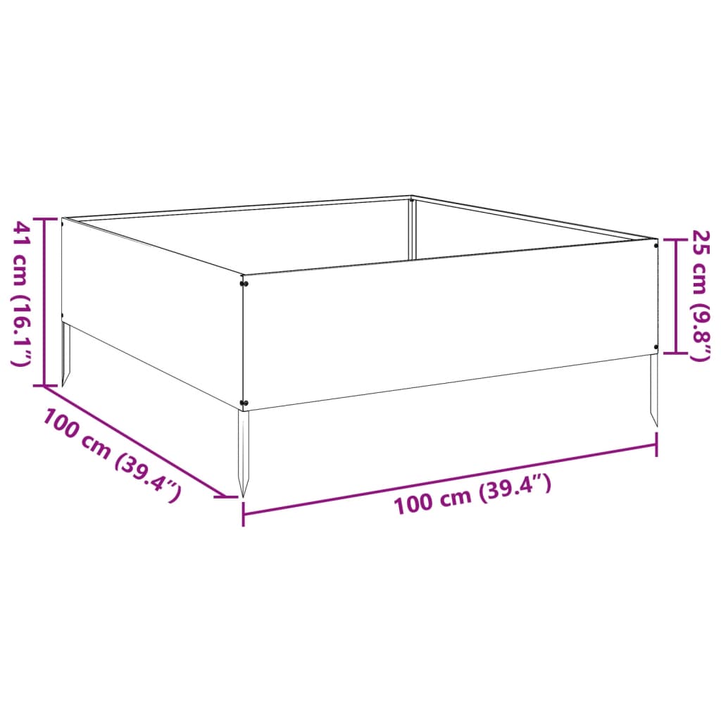 Garden Raised Bed Black 100x100x41 cm Steel