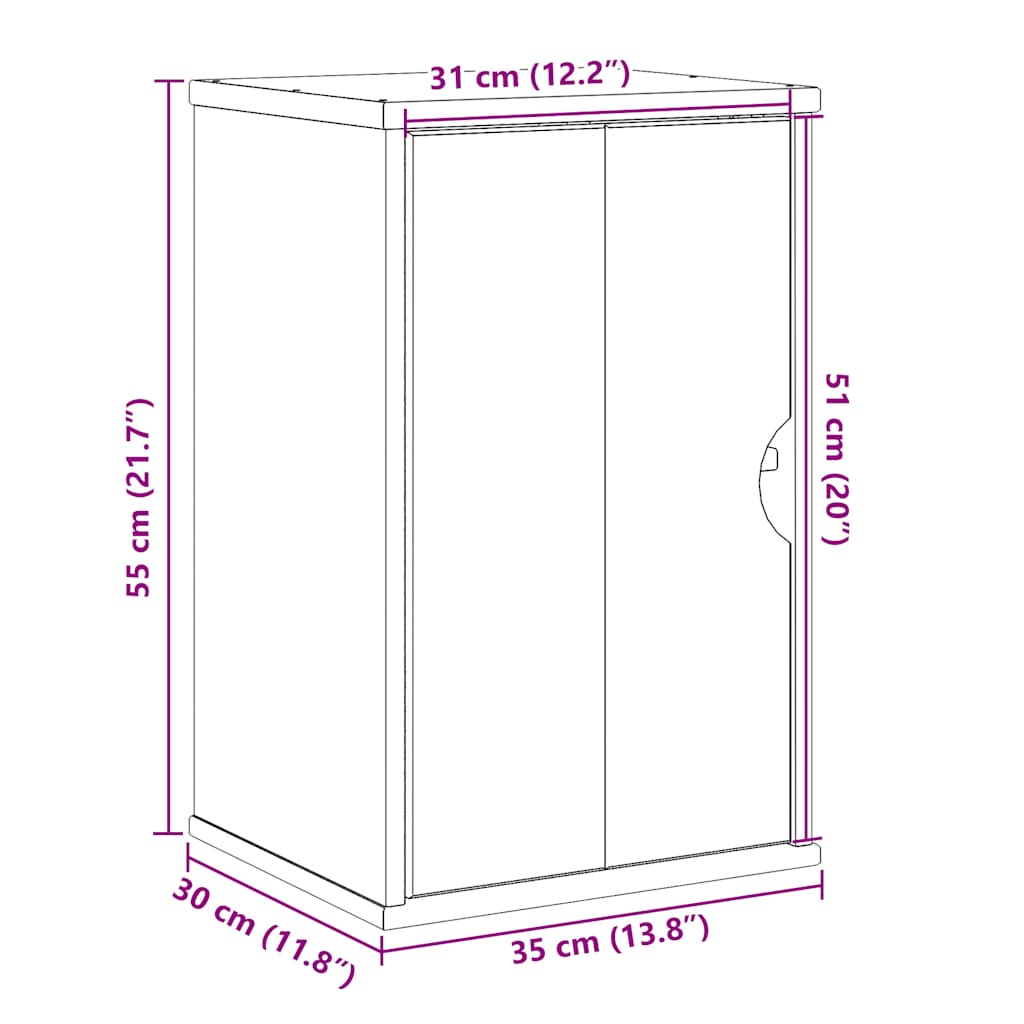 Bathroom Wall Cabinet "OTTA" 35x30x55 cm Solid Wood Pine