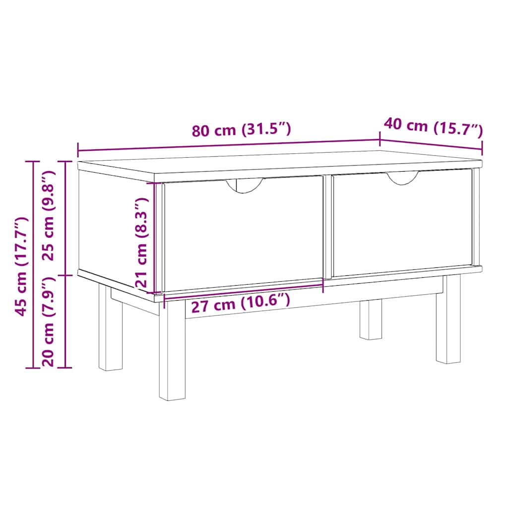 Hallway Bench "OTTA" 80x40x45 cm Solid Wood Pine