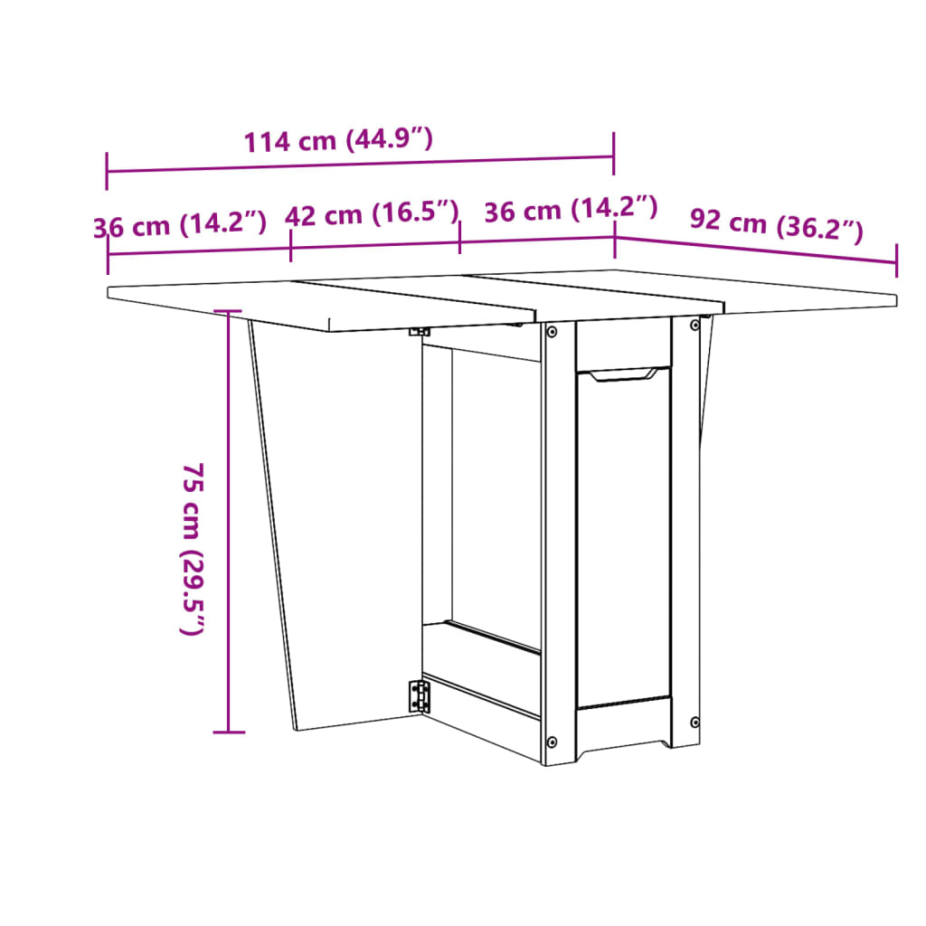Butterfly Dining Table Foldable "Corona" Wax Brown