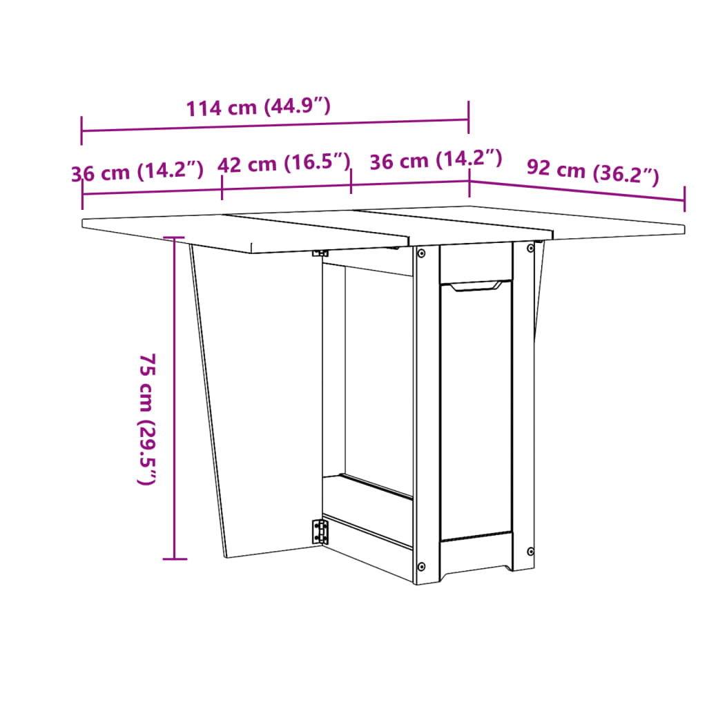 Butterfly Dining Table Foldable "Corona" White Solid Wood Pine