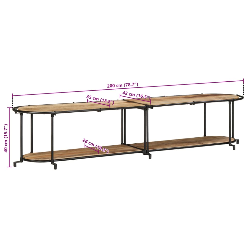 TV Cabinet 200x42x40 cm Solid Wood Rough Mango