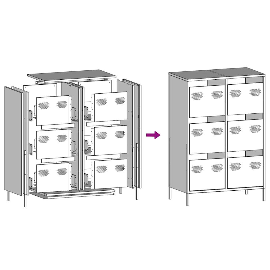 Highboard Black 68x39x101,5 cm Steel