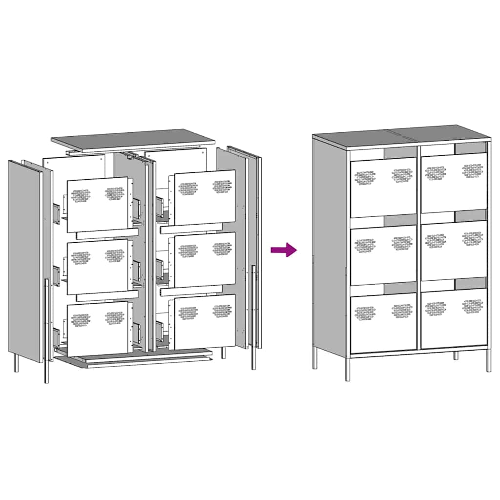 Highboard White 68x39x101,5 cm Steel