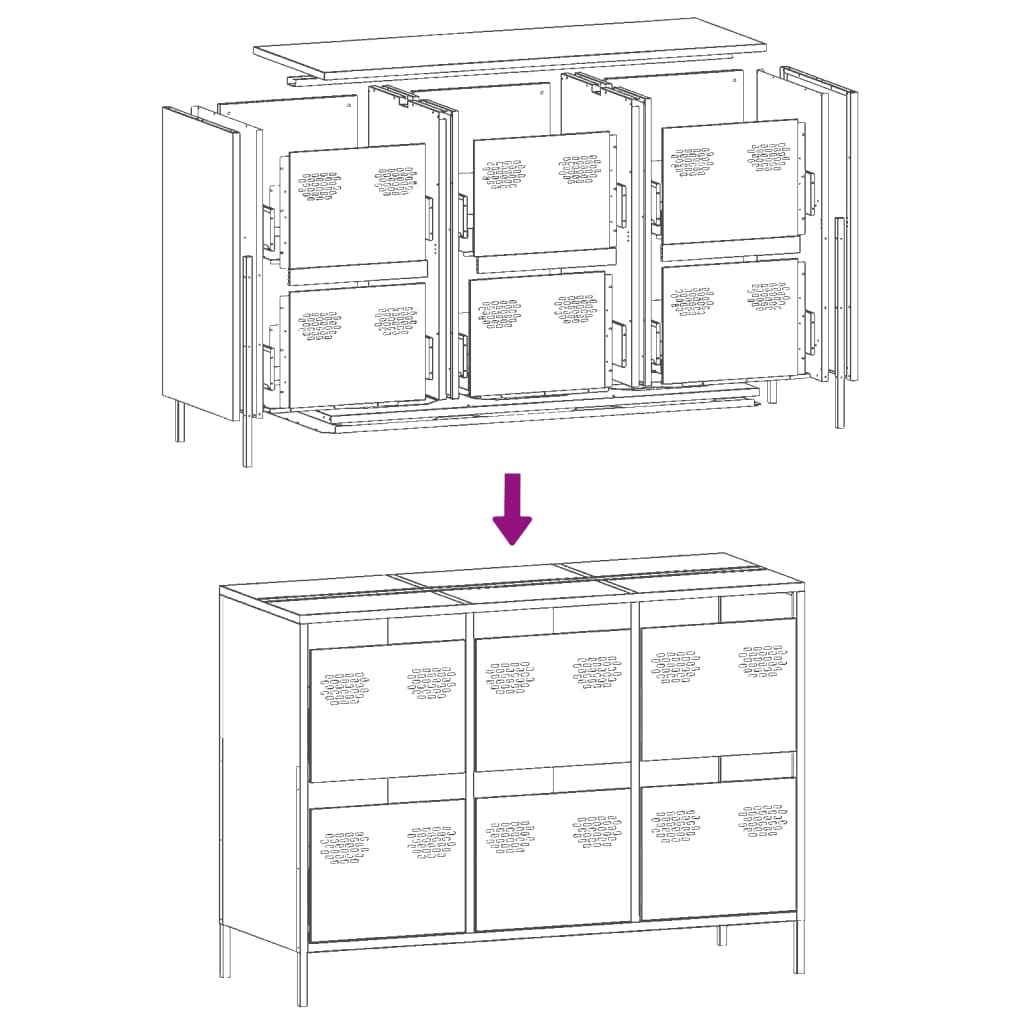 Sideboard Mustard Yellow 101,5x39x73,5 cm Cold-rolled Steel