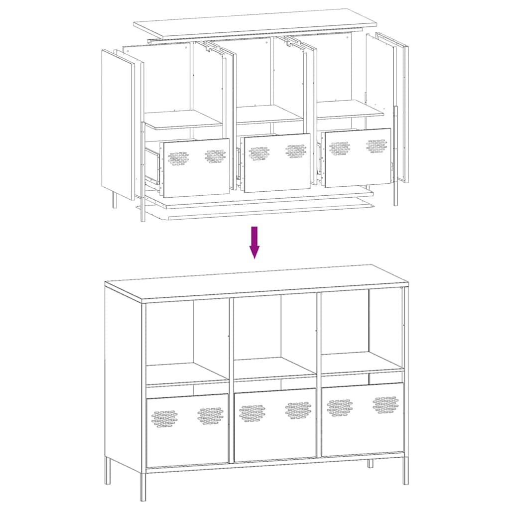 Sideboard White 101,5x39x73,5 cm Cold-rolled Steel