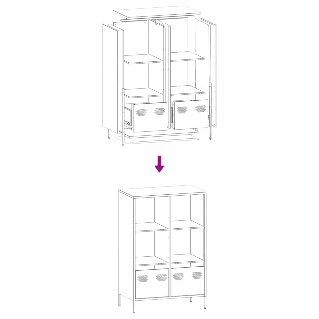 Highboard Anthracite 68x39x103,5 cm Steel
